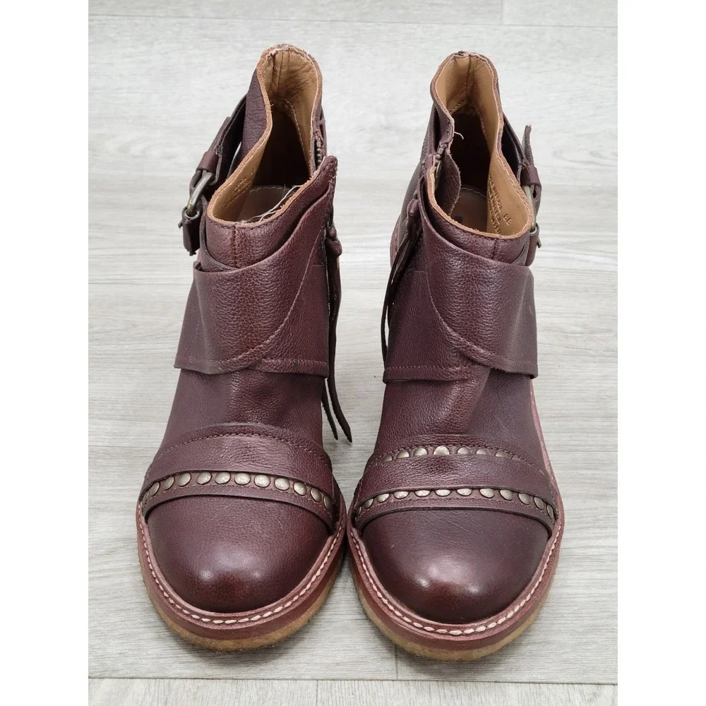 Schuler & Sons Philadelphia Leather Ankle Boots Women's Size 8B Brown Zip Up
